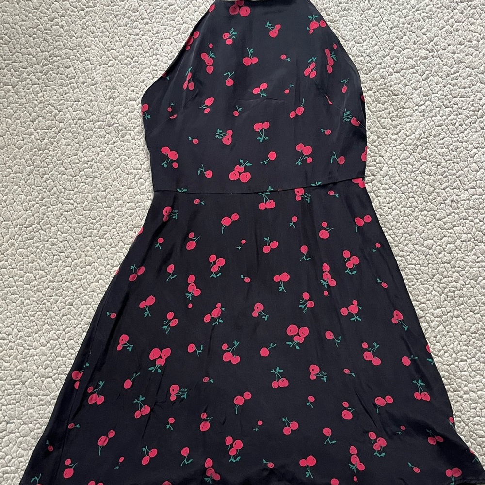 Cherry Print Black Dress